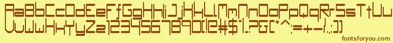フォントBumple – 茶色の文字が黄色の背景にあります。