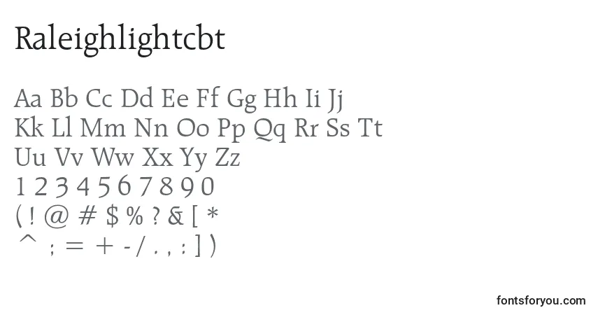 Czcionka Raleighlightcbt – alfabet, cyfry, specjalne znaki