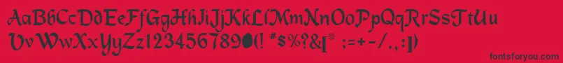 フォントMachuman – 赤い背景に黒い文字