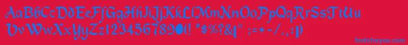 Machuman Font – Blue Fonts on Red Background