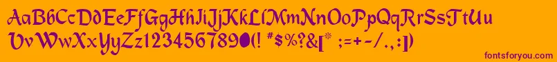 Machuman Font – Purple Fonts on Orange Background