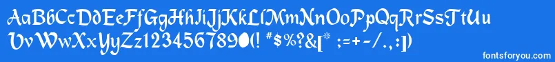 Machuman-Schriftart – Weiße Schriften auf blauem Hintergrund