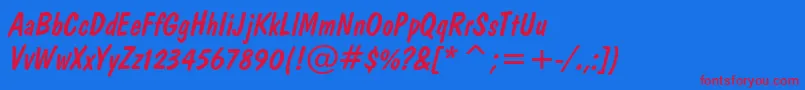 Шрифт DomDiagonalBt – красные шрифты на синем фоне