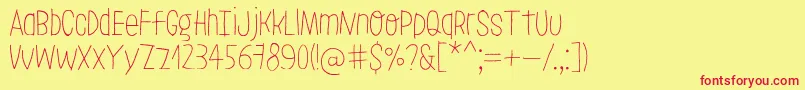 LeoslerRoughLight Font – Red Fonts on Yellow Background