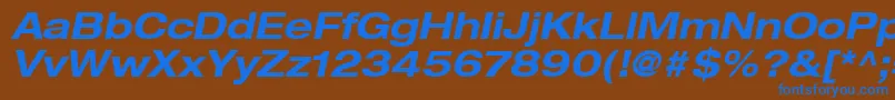 HelveticaLt73BoldExtendedOblique Font – Blue Fonts on Brown Background