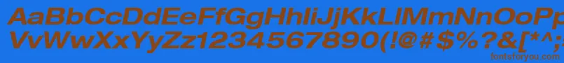 HelveticaLt73BoldExtendedOblique Font – Brown Fonts on Blue Background