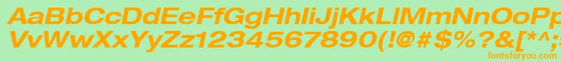 HelveticaLt73BoldExtendedOblique Font – Orange Fonts on Green Background