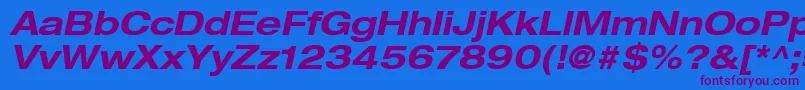 HelveticaLt73BoldExtendedOblique Font – Purple Fonts on Blue Background
