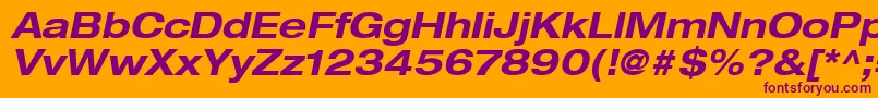 HelveticaLt73BoldExtendedOblique Font – Purple Fonts on Orange Background