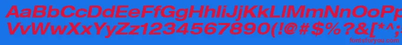 HelveticaLt73BoldExtendedOblique Font – Red Fonts on Blue Background