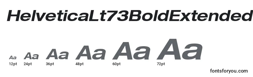 Размеры шрифта HelveticaLt73BoldExtendedOblique