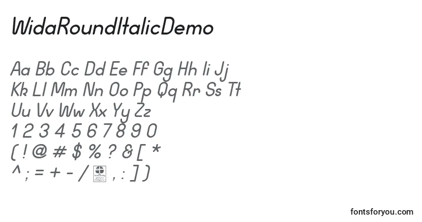 WidaRoundItalicDemo Font – alphabet, numbers, special characters