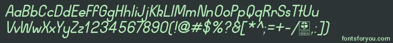 WidaRoundItalicDemo-fontti – vihreät fontit mustalla taustalla