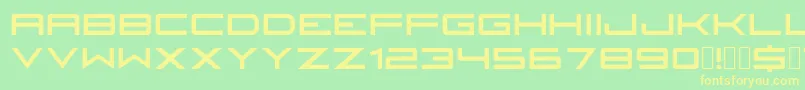 Fireyegf3HeadlineCondensed-Schriftart – Gelbe Schriften auf grünem Hintergrund