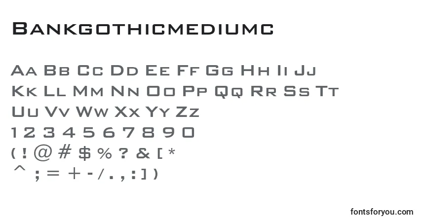 A fonte Bankgothicmediumc – alfabeto, números, caracteres especiais