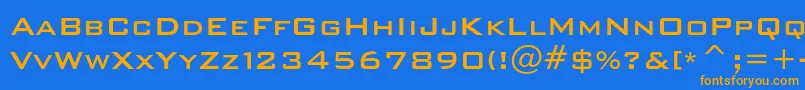 フォントBankgothicmediumc – オレンジ色の文字が青い背景にあります。