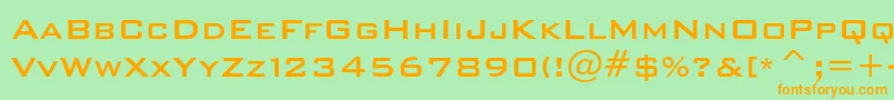 Bankgothicmediumc-Schriftart – Orangefarbene Schriften auf grünem Hintergrund
