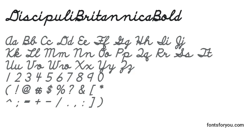 Шрифт DiscipuliBritannicaBold – алфавит, цифры, специальные символы