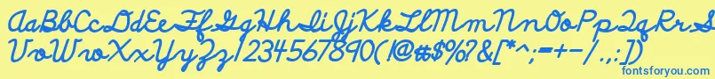 フォントDiscipuliBritannicaBold – 青い文字が黄色の背景にあります。