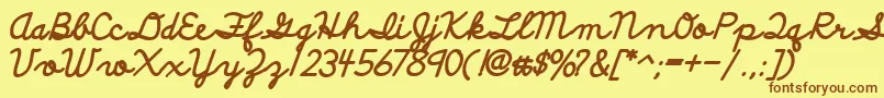 DiscipuliBritannicaBold-Schriftart – Braune Schriften auf gelbem Hintergrund