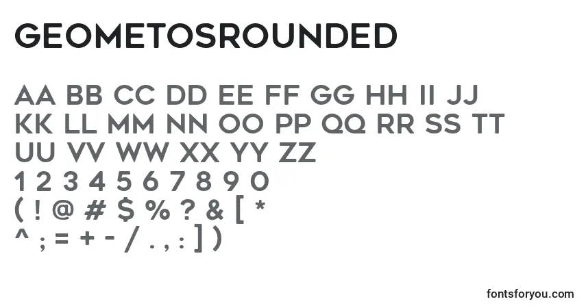 Czcionka GeometosRounded – alfabet, cyfry, specjalne znaki
