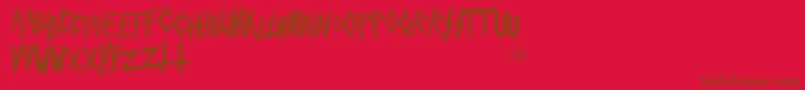 Slaytanic Font – Brown Fonts on Red Background