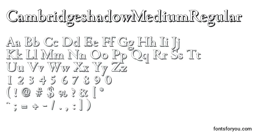 Schriftart CambridgeshadowMediumRegular – Alphabet, Zahlen, spezielle Symbole