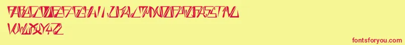 GloryThinBoldItalic-Schriftart – Rote Schriften auf gelbem Hintergrund