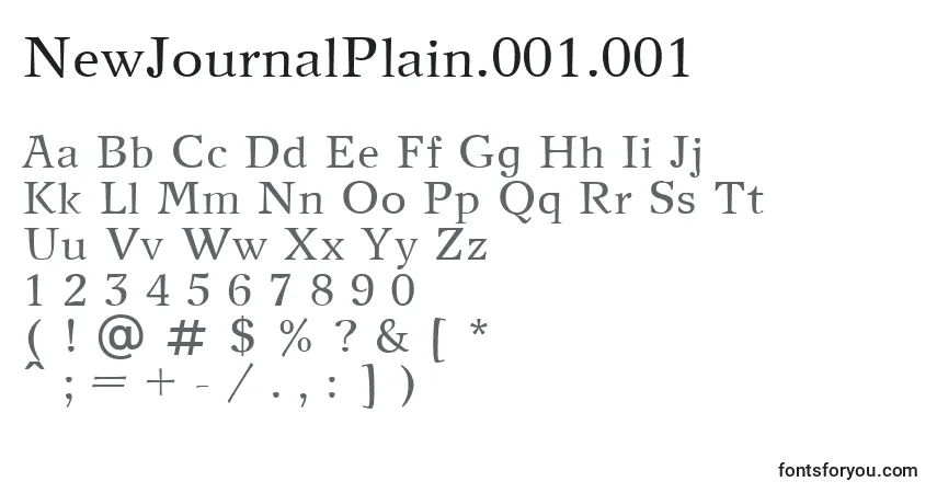 Czcionka NewJournalPlain.001.001 – alfabet, cyfry, specjalne znaki