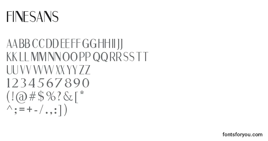 Czcionka FineSans – alfabet, cyfry, specjalne znaki