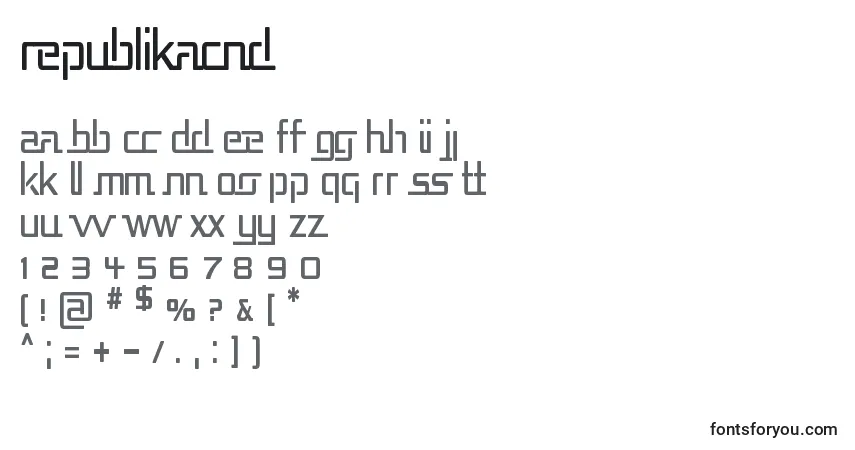 Шрифт RepublikaCnd – алфавит, цифры, специальные символы