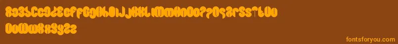 フォントBlowingBubble – オレンジ色の文字が茶色の背景にあります。
