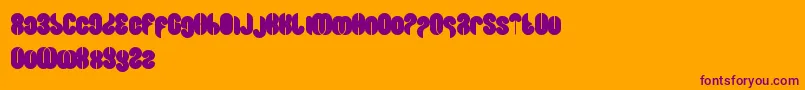 Czcionka BlowingBubble – fioletowe czcionki na pomarańczowym tle