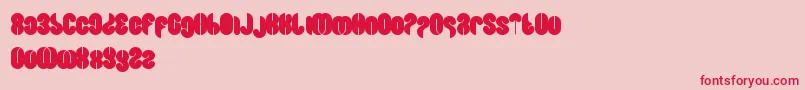 フォントBlowingBubble – ピンクの背景に赤い文字
