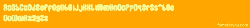 BlowingBubble-Schriftart – Gelbe Schriften auf orangefarbenem Hintergrund
