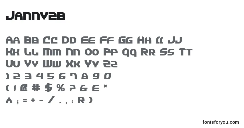 Шрифт Jannv2b – алфавит, цифры, специальные символы