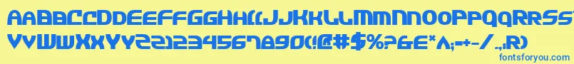 フォントJannv2b – 青い文字が黄色の背景にあります。