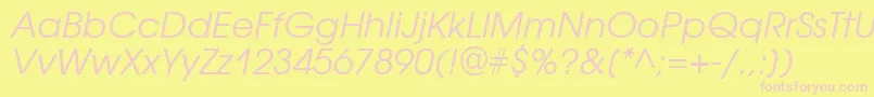AvantgardegothicattItalic-fontti – vaaleanpunaiset fontit keltaisella taustalla