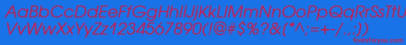 AvantgardegothicattItalic-Schriftart – Rote Schriften auf blauem Hintergrund