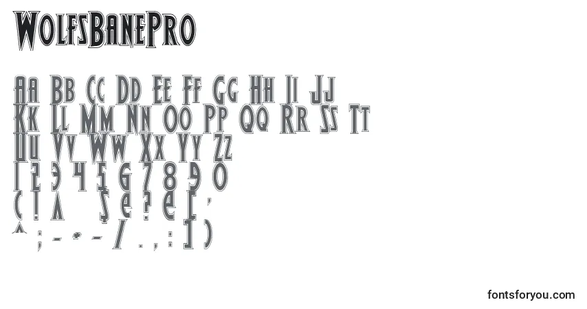 Schriftart WolfsBanePro – Alphabet, Zahlen, spezielle Symbole