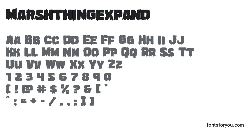 Schriftart Marshthingexpand – Alphabet, Zahlen, spezielle Symbole