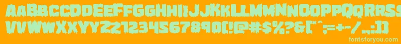 Marshthingexpand-Schriftart – Grüne Schriften auf orangefarbenem Hintergrund