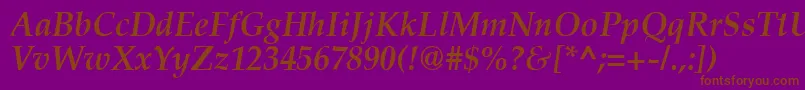 AgpalatialBolditalic-Schriftart – Braune Schriften auf violettem Hintergrund