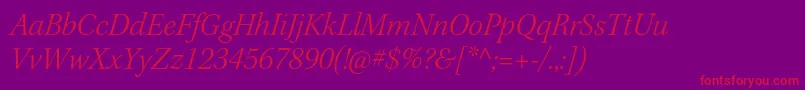 KeplerstdLightitsubh Font – Red Fonts on Purple Background