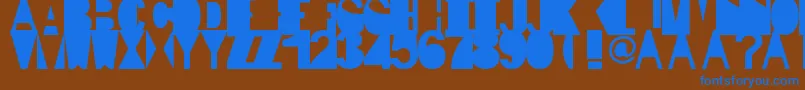 Czcionka IpArial – niebieskie czcionki na brązowym tle