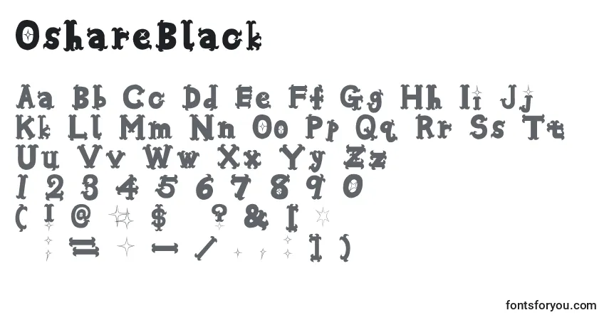 OshareBlack-fontti – aakkoset, numerot, erikoismerkit