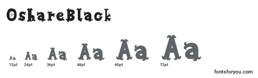 OshareBlack Font Sizes