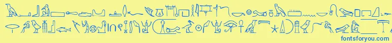 NahktHieroglyphs-fontti – siniset fontit keltaisella taustalla