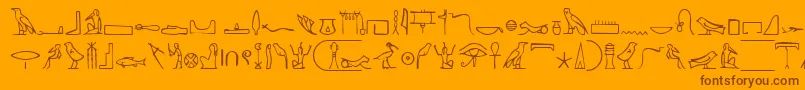 NahktHieroglyphs Font – Brown Fonts on Orange Background