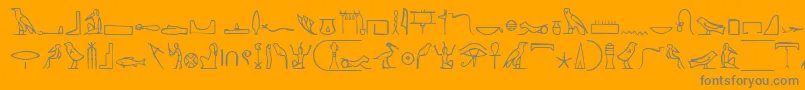 NahktHieroglyphs-Schriftart – Graue Schriften auf orangefarbenem Hintergrund